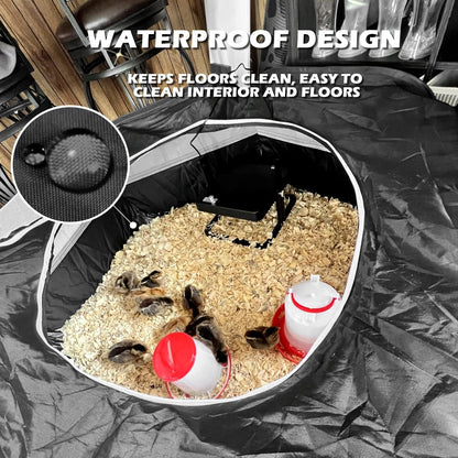 UWE Small Animal Playpen, Chicken Brooder Box with Cover Top, Portable Outdoor Exercise Pet Cage Tent, Waterproof Breathable Pet playpen Indoor for Chick Ktiien Bunny Hamster Guinea Pig, Black
