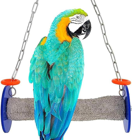 Sweet Feet and Beak Roll Bird Swing - Perch Bird Toys Trims Nails and Beaks, Safe and Non-Toxic Bird Cage Accessories for Small and Large Birds, Swinging Toys Birds Will Love, XL 11 Inches