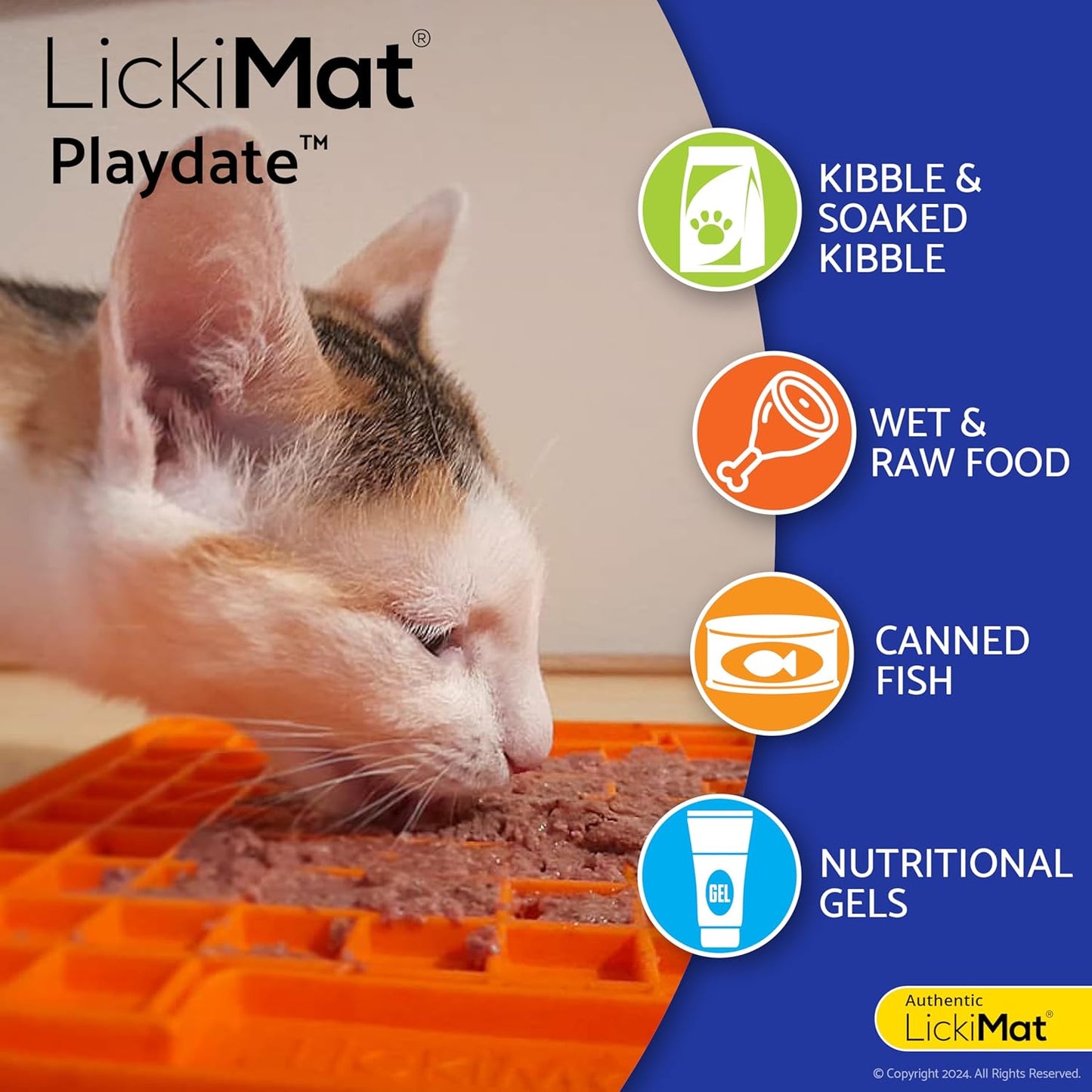 LickiMat Classic Playdate, Cat Slow Feeder Lick Mat, Boredom Anxiety Reducer; Perfect for Food, Treats, Yogurt, or Peanut Butter. Fun Alternative to a Slow Feed Cat Bowl or Dish, Pink