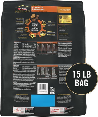 Purina Pro Plan Complete Essentials Shredded Blend Chicken and Rice Dog Food Dry Formula with Probiotics for Dogs - 15 lb.