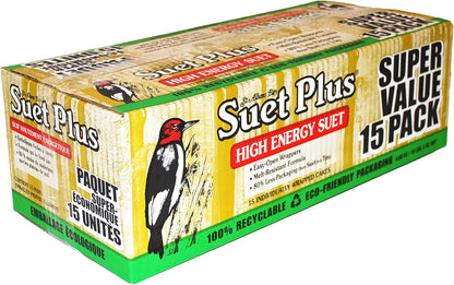 ST. ALBANS BAY SUET PLUS Bird Suet Variety Packs | 11 oz. Bird Suet Cakes | (High Energy, 15 Pack)