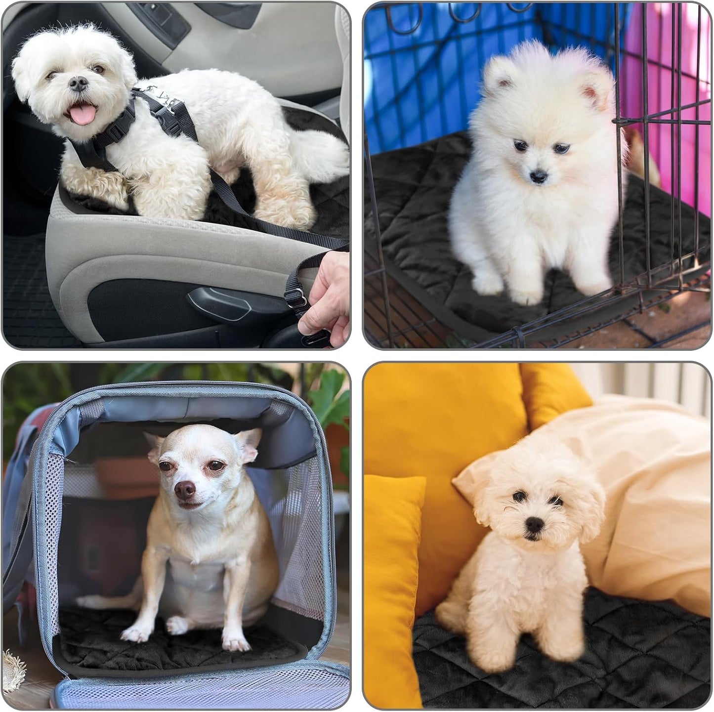 4 Pack Self Heating Cat Pad Self Warming Dog Mat Reflects Body Heat Extra Warm Thermal Pet Pad Washable Dog Cat Bed Crate Bed Mat Blanket(Black,16 x 20 Inch)