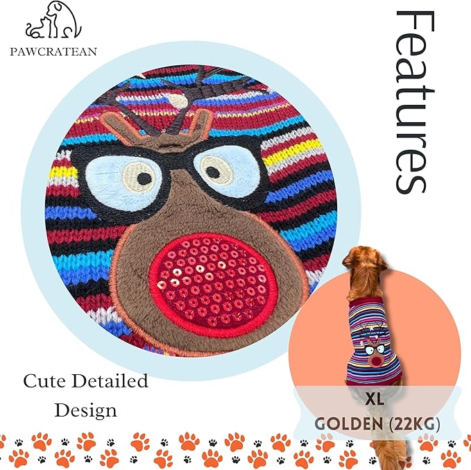 Cute Sweater for Dogs and Cats Soft Flannel Pet Outfit Warm and Cozy Animal Hoodie Small to Large Pet Clothes for Halloween Parties and Everyday Wear (Large, Colorful Deer)