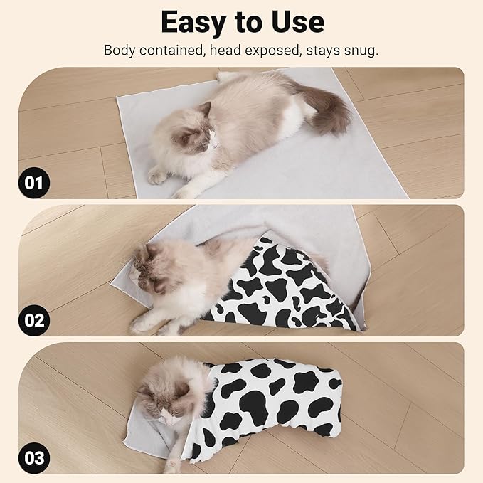 Cat Grooming Wrap Cat Wrap for Cutting Nails, 19.7" Cat Wrap for Grooming, Cat Restraint for Nail Clipping, Multifunctional Swaddle Wrap Pet Tool, Cat Burrito Wrap
