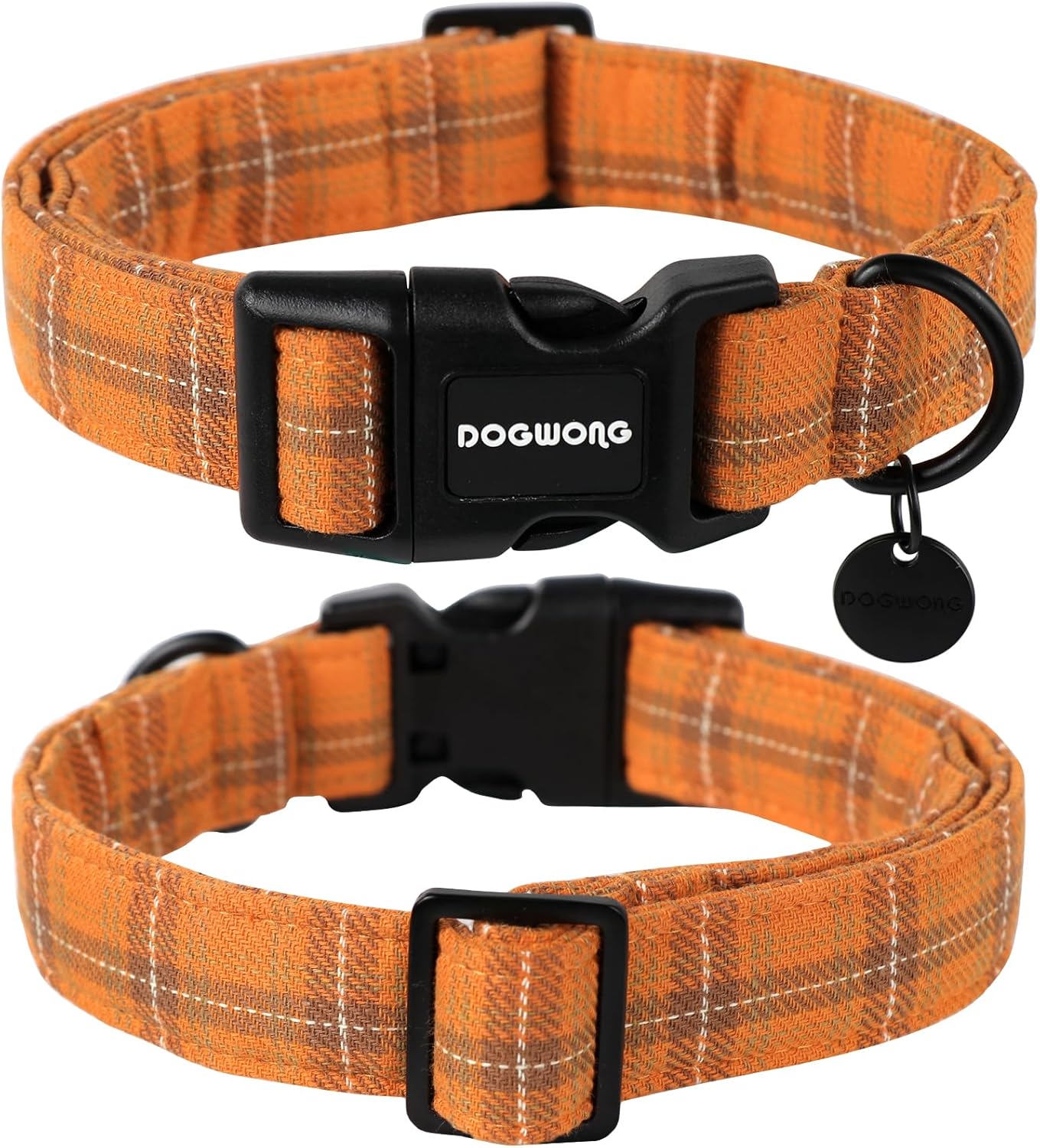 DOGWONG Cotton Dog Collar, Heavy-Duty Fall Dog Collar Durable Soft Fabric Pet Dog Collars Cute Halloween Puppy Necklace for Small Medium Large Dogs