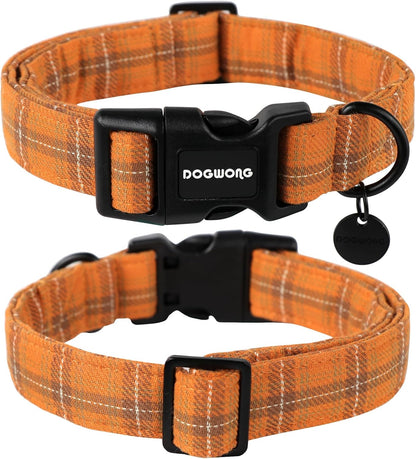 DOGWONG Cotton Dog Collar, Heavy-Duty Fall Dog Collar Durable Soft Fabric Pet Dog Collars Cute Halloween Puppy Necklace for Small Medium Large Dogs