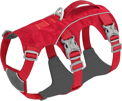 Escape Proof Dog Harness, Lightweight Full Body Pet Vest with Lift Handle and Leash Clip, Reflective Adjustable Small Dog Harness for Daily Walking(Red,Chest:14-22")
