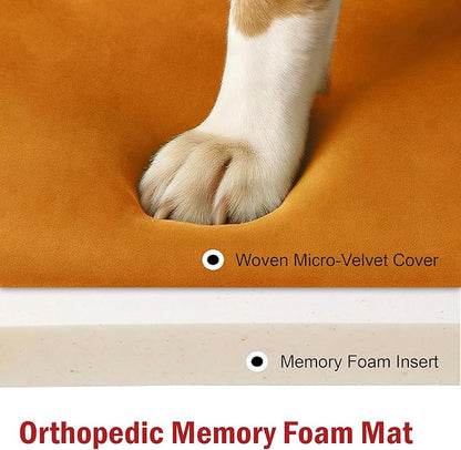 Majestic Pet Orthopedic Memory Foam Dog Crate Mat - Plush Pet Bed Pad for Crates & Kennels | USA Crafted | 36"x23" Villa Orange