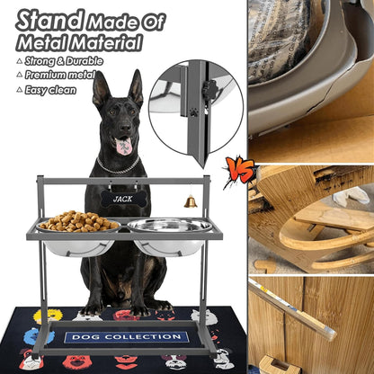 SHAINFUN Elevated Dog Bowls for Large Dogs and Extra Large Sized Dog Raised Dog Bowl Stand Adjustable Height with Two 3000ML(13-14cups) Stainless Steel Dog Food Bowls Metal Elevated Dog Bowl Stand