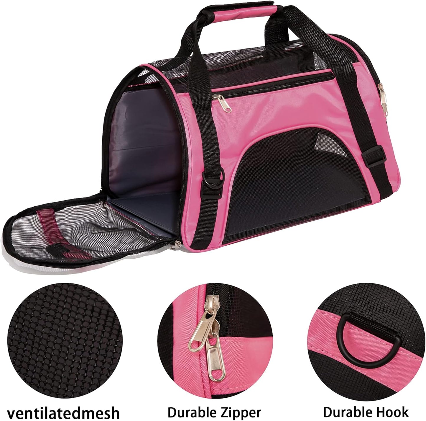 Pet Carrier Soft-Sided Carriers for Cat Carriers Dog Carrier for Small Medium Cats Dogs Puppies Pet Carrier Airline Approved Cat Dog Pet Travel Carrier (Medium,Pink)