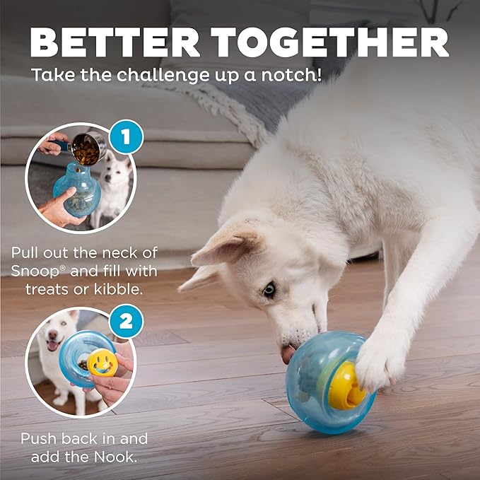 Outward Hound Nooks Happiness Interactive Durable Treat-Dispensing Dog Toy, Stuffable Puzzle Ball for Solo Play or Pair with Large Snoop, Mint-Scented, BPA-Free