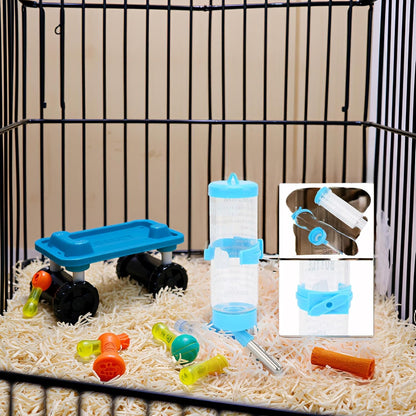 Hamsters Water Bottle, Automatic No Drip Hanging Water Feeder Dispenser for Small Animals Guinea Pig Rat Rabbit Dwarf Gerbil Chinchilla(Blue 125ML)