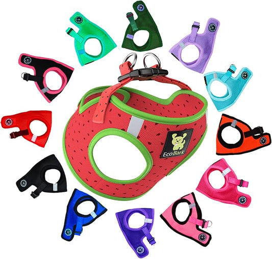 EcoBark Dog Harness - Luxury Step in Dog Harnesses in Watermelon Pattern - Soft & Secure Halter Vest