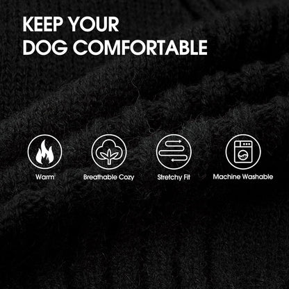 IECOii XXL Dog Sweater,Thermal Knit Big Dog Sweater with Sleeve,Pet Turtleneck Doggy Sweatshirt for Extra Large Dogs Boy Girl,Stretchy Large Dogs Cold Weather Outfit Pitbull Clothes,(Black,XXL)