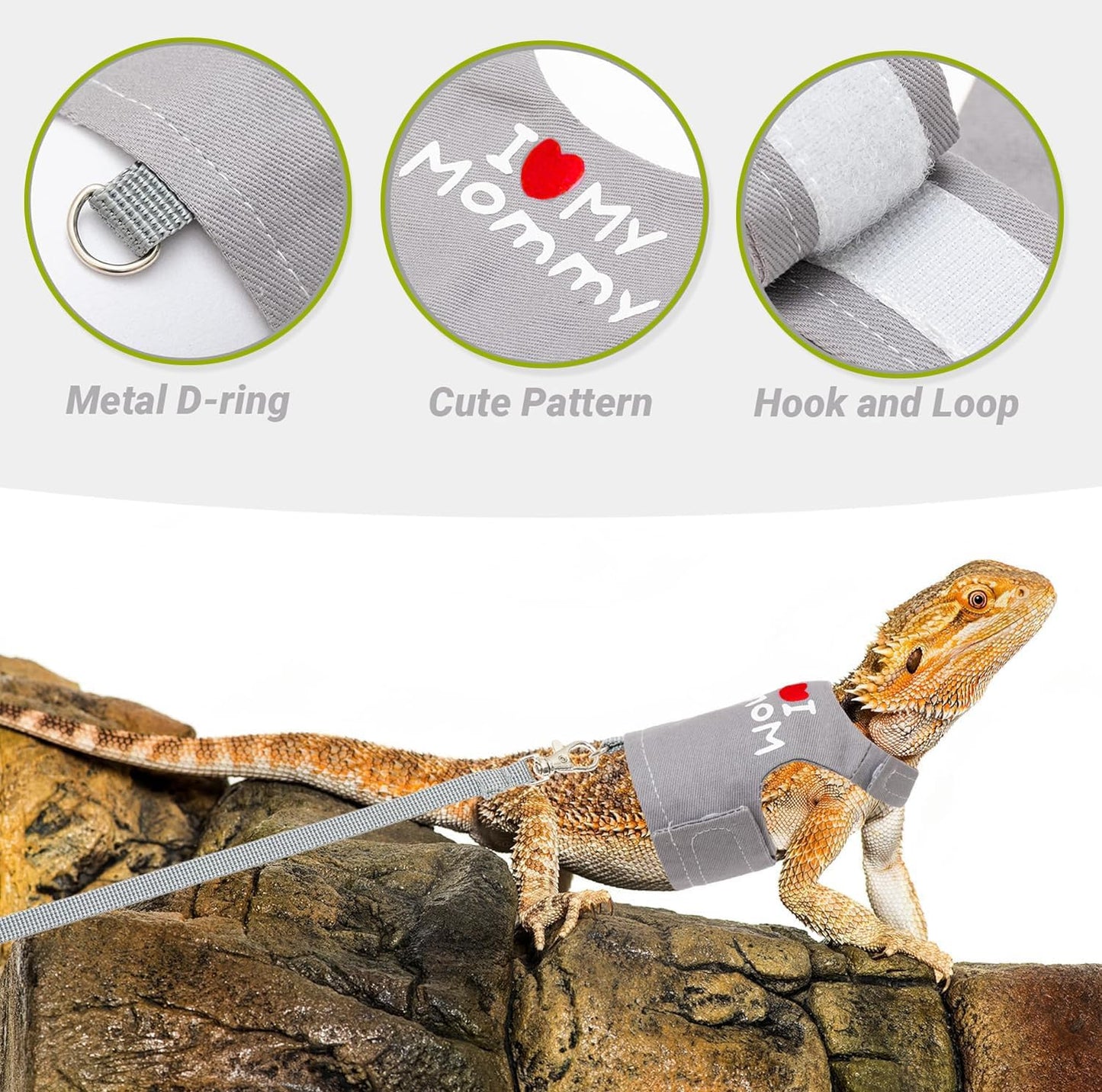 Bearded Dragon Adjustable Harness with Leash,Bearded Dragon Harness Leash Set for Lizards,Chameleon,Rat and Other Small Animal,Traction Rope Walking Leash Reptile Halloween Costume Accessories