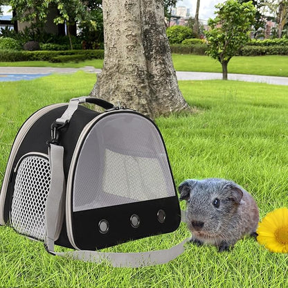 Ventilation Carrier for Bearded Dragon,Guinea Pig Carrier,Guinea Pig Carrier for 2,Reptile Travel Carrier for Lizards Sugar Glider Hedgehog Rat Parrot Birds,Airline Approved Black