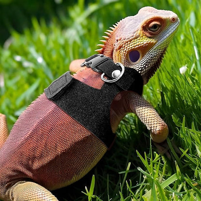 3 Pcs Escape Proof Bearded Dragon Harnesses and Leash Set, 3 Sizes Adjustable Soft Leather Lizard Leash Harness Small Animal Walking Vest for Squirrel Rat Bearded Dragon Lizard Small Reptiles