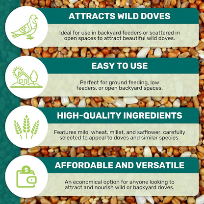 Dove Mix 5 Lbs, Dove Food, Premium Dove Bird Seed, Nut Free Mix Feed for Dove, Nutrient-Rich Mixed Birdseeds, Supports Daily Energy Growth & Healthy Balanced Diet, Bird Seed for Outside Feeders