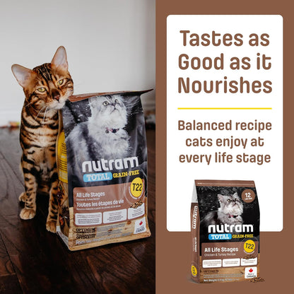 T22 Grain-Free Cat Food – Chicken & Turkey Dry Kibble | Holistic andHigh Protein, Urinary Support, Clean Nutrition for Adult Cats & Kittens | Supports a Strong Immune System (4.4 Pounds)