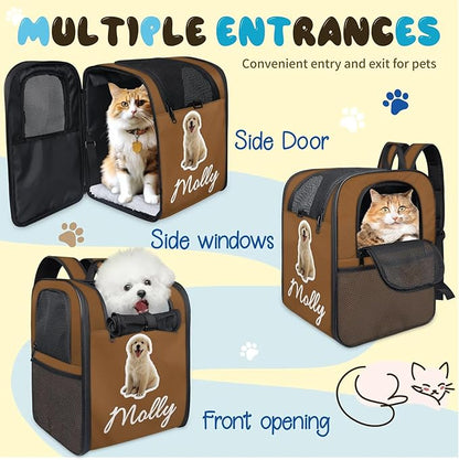 Cat Backpack Carrier-Customizable, Breathable Pet Carrier Backpack for Outdoor Travel/Vet Visits/Daily Use, Adjustable & Secure Design for Small Dogs and Cats Style6