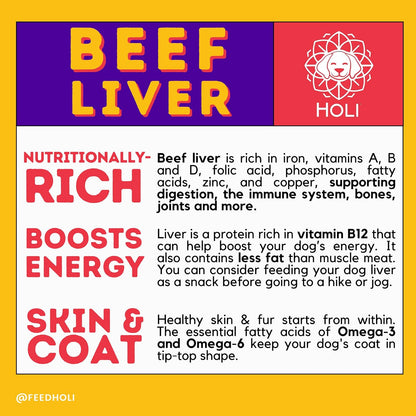 HOLI Beef Liver Dog Food Topper - Single Ingredient, Human-Grade - Freeze Dried Dog Food Flavor Enhancer for Picky Dogs – Grain Free – 100% All Natural - 8oz