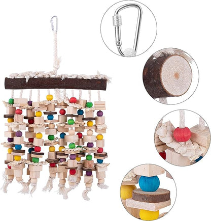 Deloky Large Bird Parrot Chewing Toy -Natural Wooden Blocks Bird Parrot Tearing Toys Suggested for Large Macaws cokatoos,African Grey and a Variety of Amazon Parrots (Natural)