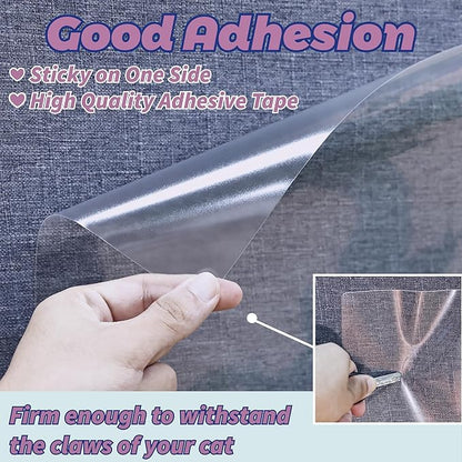 Anti-Cat Scratch Furniture Protector-12-Pack –Single-Sided, Heavy-Duty Self-Adhesive Tape, No-Residue for Couch, Doors & Walls - NO PINS