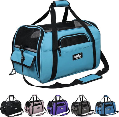 EliteField Soft Sided Pet Carrier (3 Year Warranty, Airline Approved), Multiple Sizes and Colors Available (Large: 19" L x 10" W x 13" H, Sky Blue)
