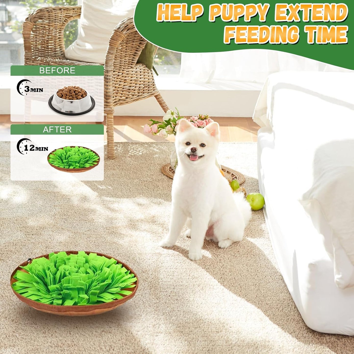 Snuffle Mat for Dogs Cats, Interactive Pet Non Slip Sniff Mat for Slow Eating Cognitive Puzzle Feeder for Enrichment Mental Stimulation Toys Keeping Boredom Away