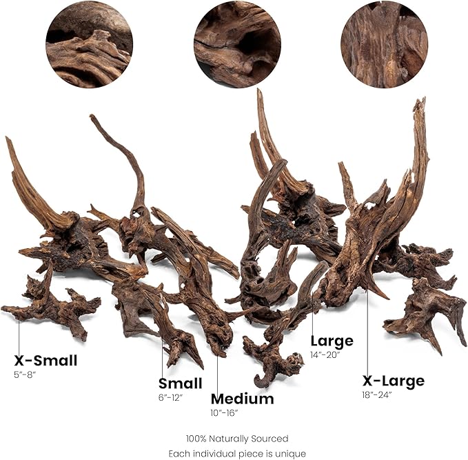 Ultum Nature Systems Driftwood - Pacific Drift Wood for Fish Tank, Planted Tank, Terriarium, Paludarium - Versatile Natural Driftwood Decor, Events Wood Centerpiece - Pacific Wood, M 12-15", 3 Pack