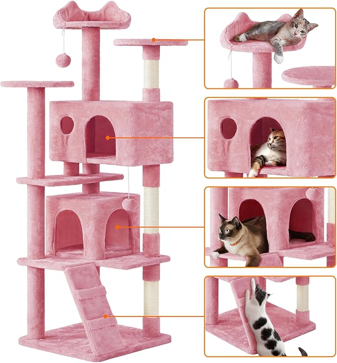 Yaheetech Multi-Level Cat Tree Stand House Furniture with Condos, Scratching Posts