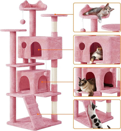 Yaheetech Multi-Level Cat Tree Stand House Furniture with Condos, Scratching Posts