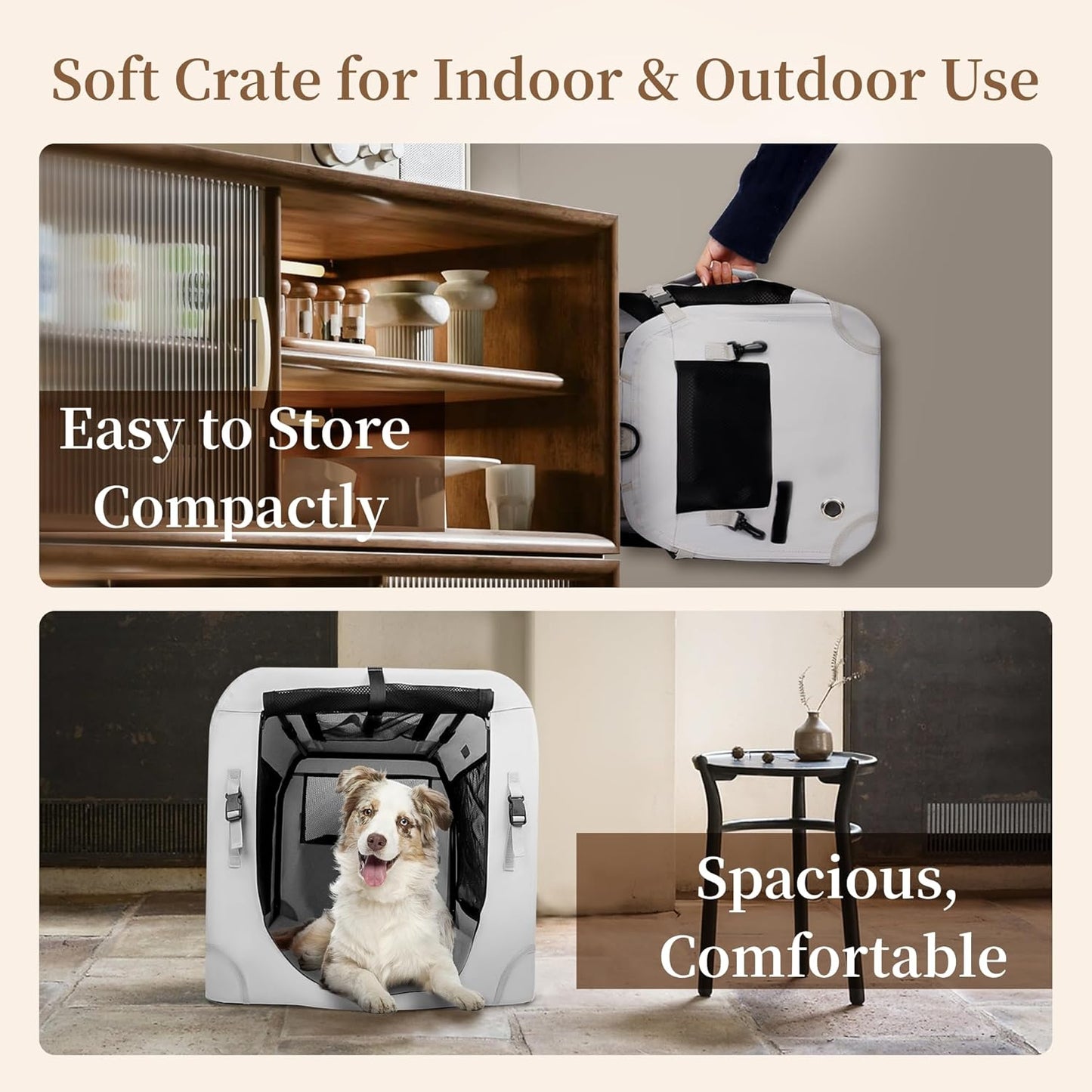 Extra Large Cat Carrier for 2 Cats Collapsible Soft Pet XL Crate for Large/Medium Cats 20lbs Car Travel Portable Bag with Water Bottle Slot For Long Trips (Black, 24.0"L x 16.5"W x 16.5"H)