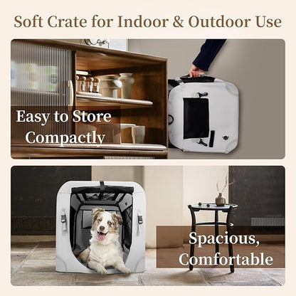 Extra Large Cat Carrier for 2 Cats Indoor and Outdoor Uses Car Travel Portable Bag with Water Bottle Slot Ideal for Long Trips (Grey, 24.0" L x 16.5" W x 16.5" H)