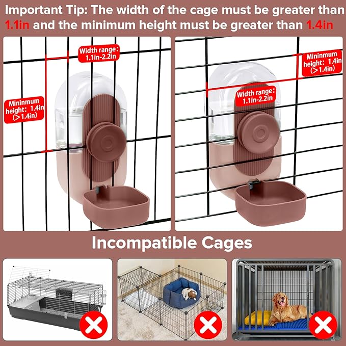 Kenond 28oz Hanging Automatic Rabbit Water Bottle, Guinea Pig Water Bottle No Drip, Gravity Water Dispenser for Cage, Suitable for Guinea Pig, Bunny, Hamsters and Other Small Animals(Pink)