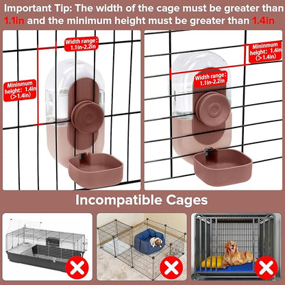 Kenond 28oz Hanging Automatic Rabbit Water Bottle, Guinea Pig Water Bottle No Drip, Gravity Water Dispenser for Cage, Suitable for Guinea Pig, Bunny, Hamsters and Other Small Animals(Pink)