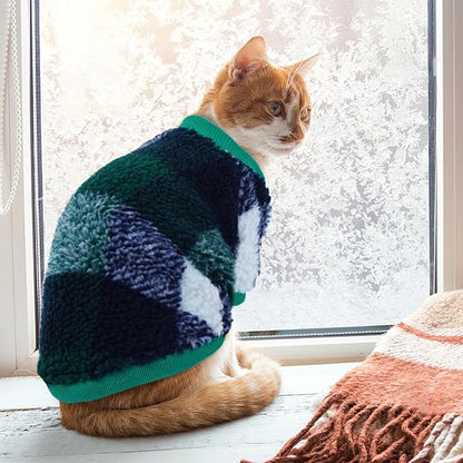 Cat Clothes -2 Legged Pullover Cat Sweater Soft Warm Pet Apparel Kitten Clothes for Kittens Only Elastic, Green XXL