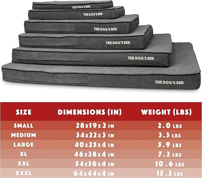 The Dog’s Bed Orthopedic Memory Foam Dog Bed, 2XL Grey Plush, Pain Relief for Arthritis, Hip & Elbow Dysplasia, Post Surgery, Lameness, Supportive, Calming, Waterproof Washable Cover