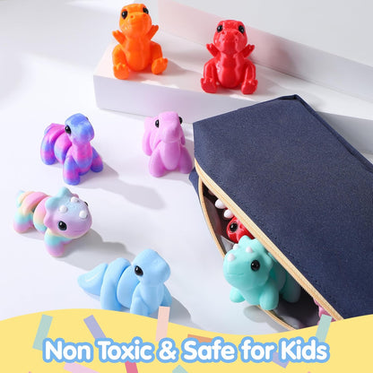 JOYIN 12 Pcs 3D Printed Dinosaur Animals Set, Mini Animals 3D Printed Toys - Cute Articulated Flexible Figurines Fidget Toys for Party Favors Birthday Gifts Desk Pets Office Home Decor