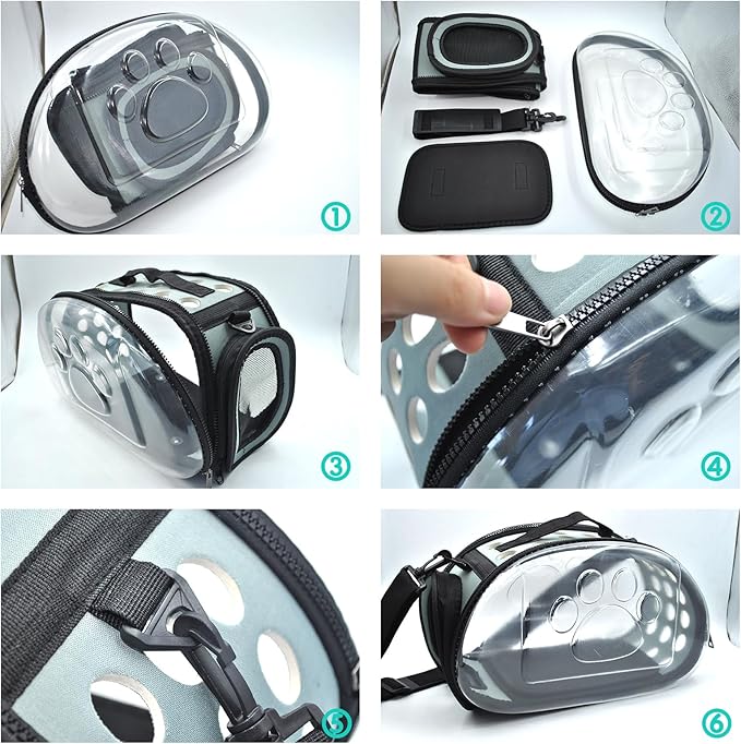 Carrier Bag for Guinea Pig,Portable Small Animal Carriers Pouch,Outgoing Rabbit Travel Carrying Case with 10PCS Disposable Underpads Breathable & Transparent for Hamster Bird Squirrel