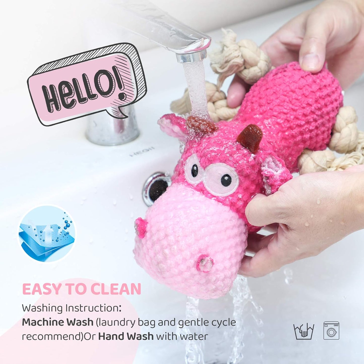 IOKHEIRA Indestructible Dog Squeaky Toys for Large Aggressive Chewers, Stuffed Animals with Cotton Material and Crinkle Paper, Durable Chewing Toys