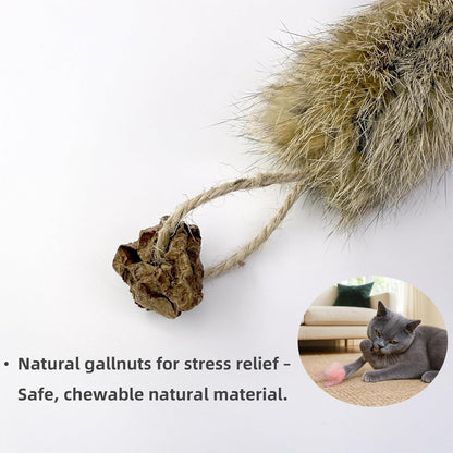 3 Pack Rabbit Fur Catnip Toys with Feathers – Interactive Carrot Cat Toys with Galls Fruit for Indoor Cats and Kittens