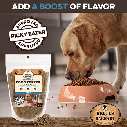 BRUTUS & BARNABY Dog Food Topper - Pork - Enhance Your Dogs Kibble with This Bacon Flavor Packed Mix - Sprinkle On Dog Food Flavoring for Picky Eaters - Just One Single Ingredient