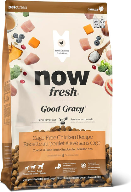 Now Fresh Good Gravy, Bone Broth Coated Kibble, Dry Dog Food, Chicken Adult Recipe with Grains, All Breed Size, 3.5 lb Bag