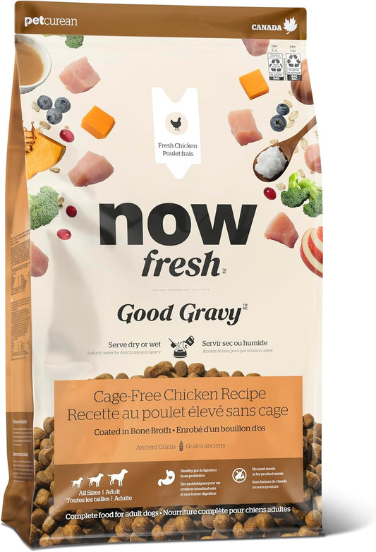 Now Fresh Good Gravy, Bone Broth Coated Kibble, Dry Dog Food, Chicken Adult Recipe with Grains, All Breed Size, 3.5 lb Bag
