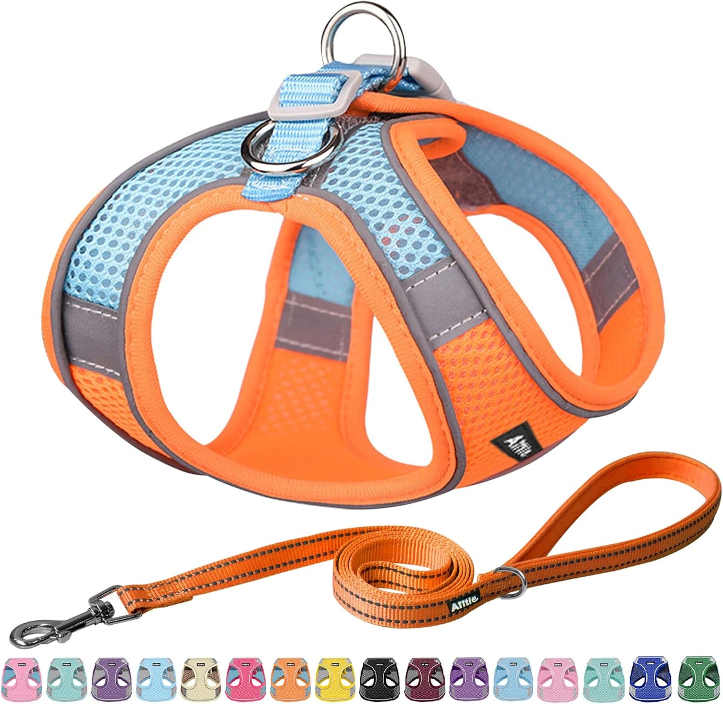 AIITLE Dog Harness, Summer No-Pull Cat Harness with a Leash, Adjustable Reflective Dog Vest, Cat Harness Escape Proof, Outdoor Walking, Camping for Extra Small Dogs and House Cats Orange XXXS