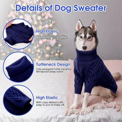 ASENKU XL Dog Sweater, Dog Sweaters for Extra Large Dogs,Pet Sweatshirt Apparel Turtleneck Pullover Winter Pitbull, Labrador Retriever(Royal Blue, X-Large)