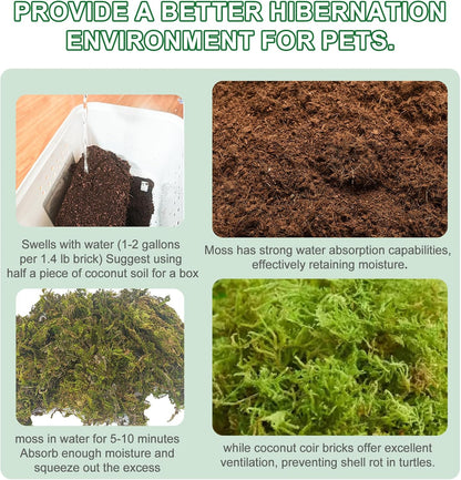 Winter Tortoise Habitat Kit,Turtle Tank Accessories,Turtle Tank Accessories,Snake Hide,Small Animals Hide with Hygrometer Thermometer,Apply to Frogs,Snakes,Lizards,Tortoise.