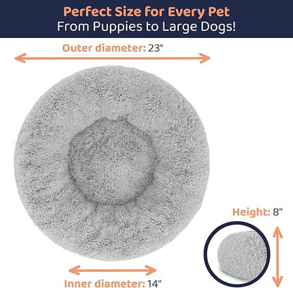 Donut Dog Bed - Premium Comfort for Anxiety Relief - Fluffy & Calming Design with Ultra-Plush Support | Cozy Round Dog Bed with Super Soft Circle Style (Size S Grey)