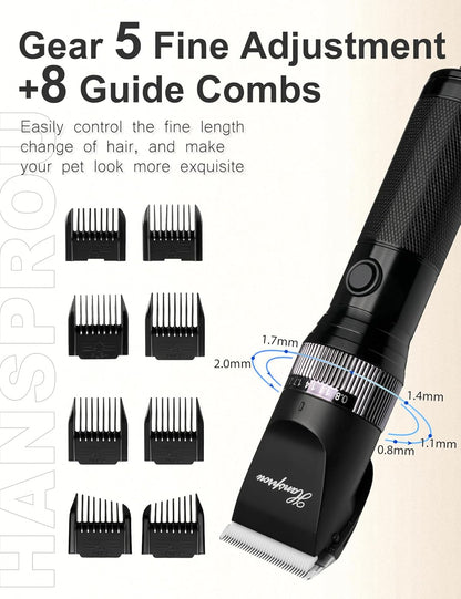 Dog Clippers for Grooming, 12V Professional Dog Clippers，Heavy Dutt Corded Pet Hair Trimmer Pet Trimmer for Thick Hair with Guard Combs Brush